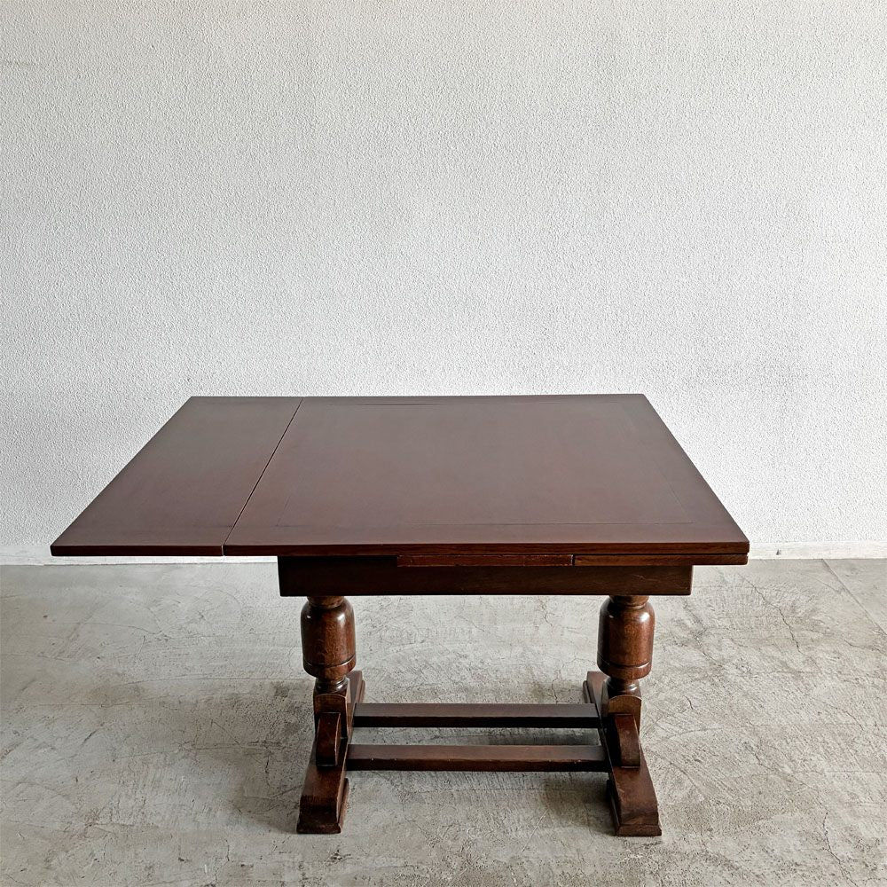 UKビンテージ Vintage ドローリーフテーブル ダイニングテーブル 伸長式 W90/120/149.5cm オーク材 天板再塗装品 イギリス 英国アンティーク 〓