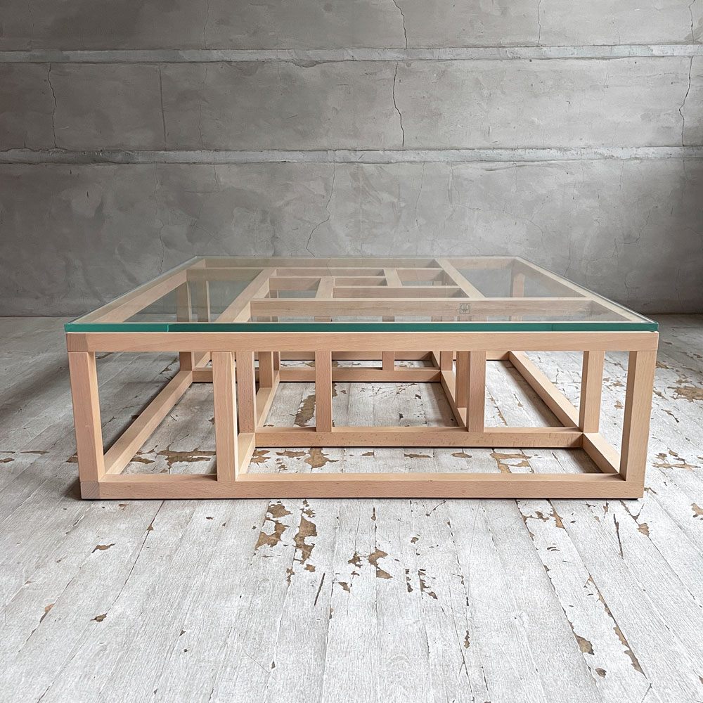 リーンロゼ ligne roset アンティゴネー Antigone ローテーブル コーヒーテーブル ブナ材 ナチュラル ガラス天板 復刻品 ピエール・ポラン Pierre Paulin 廃番 希少 ♪