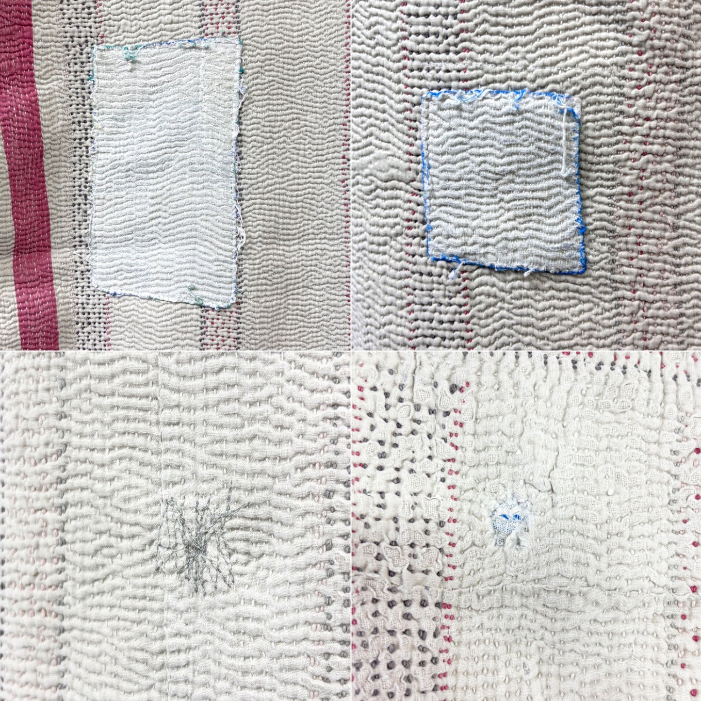 ビンテージキルト vintage 古布 インドキルト 165×120cm ハンドメイド LIGHT YEARS取扱 ●