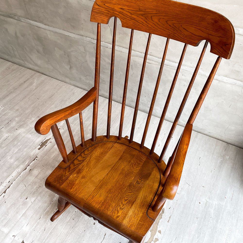 飛騨産業 HIDA キツツキ 穂高シリーズ ロッキングチェア ラウンジチェア C63 オーク無垢材 コロニアル ブラウン 定価￥91,300- ♪