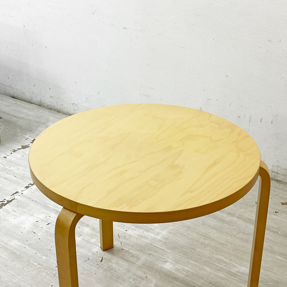 アルテック artek テーブル TABLE 90B ダイニングテーブル バーチ材 ナチュラルラッカー天板 Φ75cm アルヴァ・アアルト フィンランド 北欧家具 定価￥137,500- ●