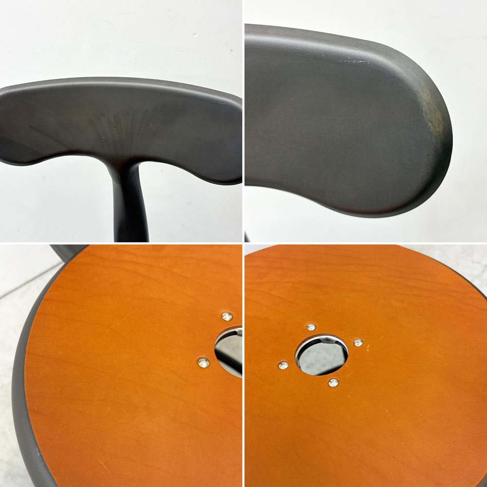 フェールトラヴァイユ FER TRAVAIL ニコルチェア NICOLLE Chair SH45cm ダイニングチェア スチール マットクリア仕上げ 別注モデル レザーパッド付 オレンジ インダストリアル フランス ●