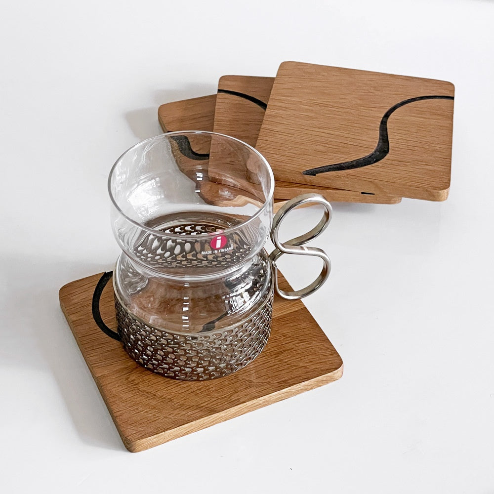 イッタラ iittala アルヴァ・アアルトコレクション Alvar Aalto Collection 木製コースター 4個セット 北欧雑貨 廃盤 ■