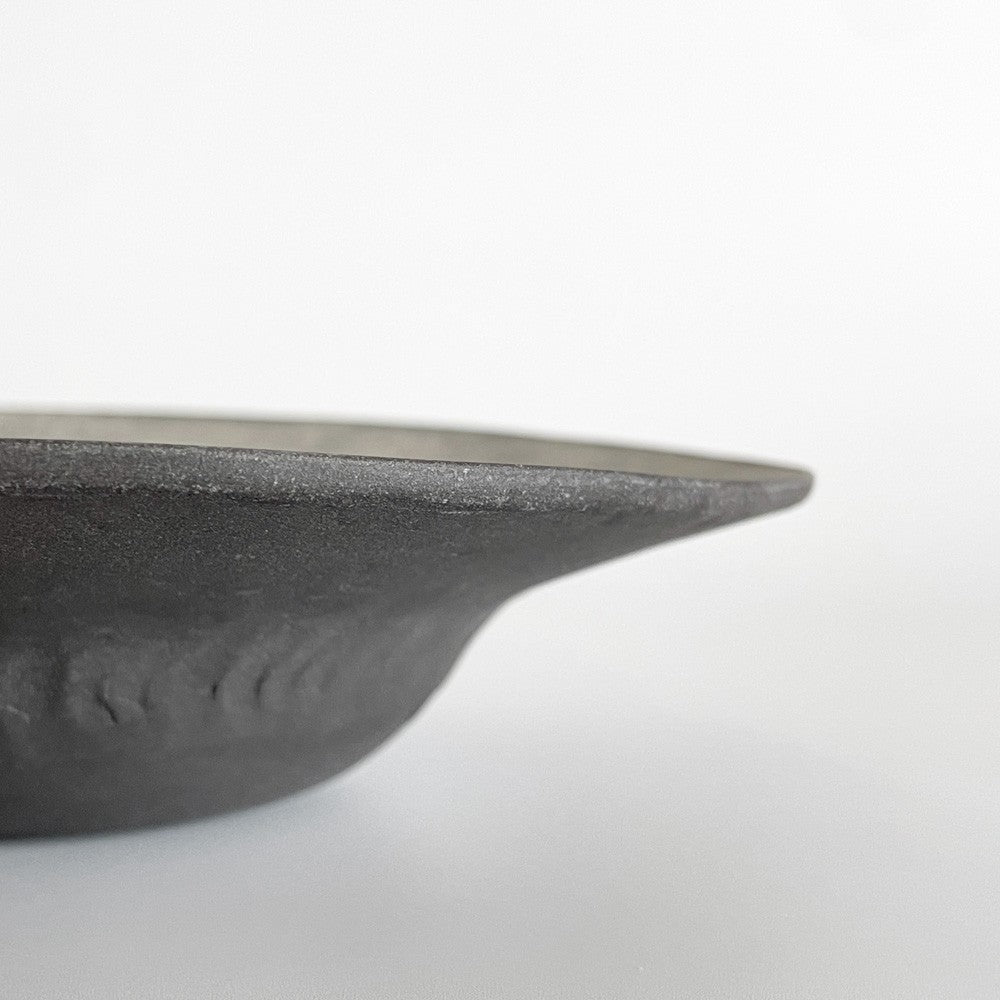 吉田次朗 リムボウル スープ皿 深皿 ホワイトグレー Mサイズ Φ20cm 陶器 現代作家 A ■