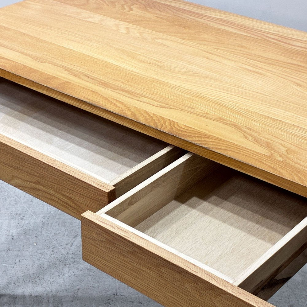 無印良品 MUJI オーク無垢材 パーソナルデスク ワークデスク 事務机 2ドロワー 抽斗付き W110cm ナチュラルデザイン ●