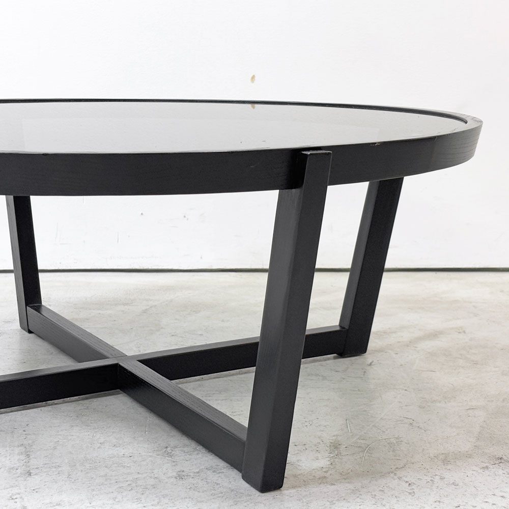 カッシーナイクスシー CASSINA ixc. ラーゴ LAGO ダークグレーガラス センターテーブル Ø90cm ミニマルモダン イタリア ●