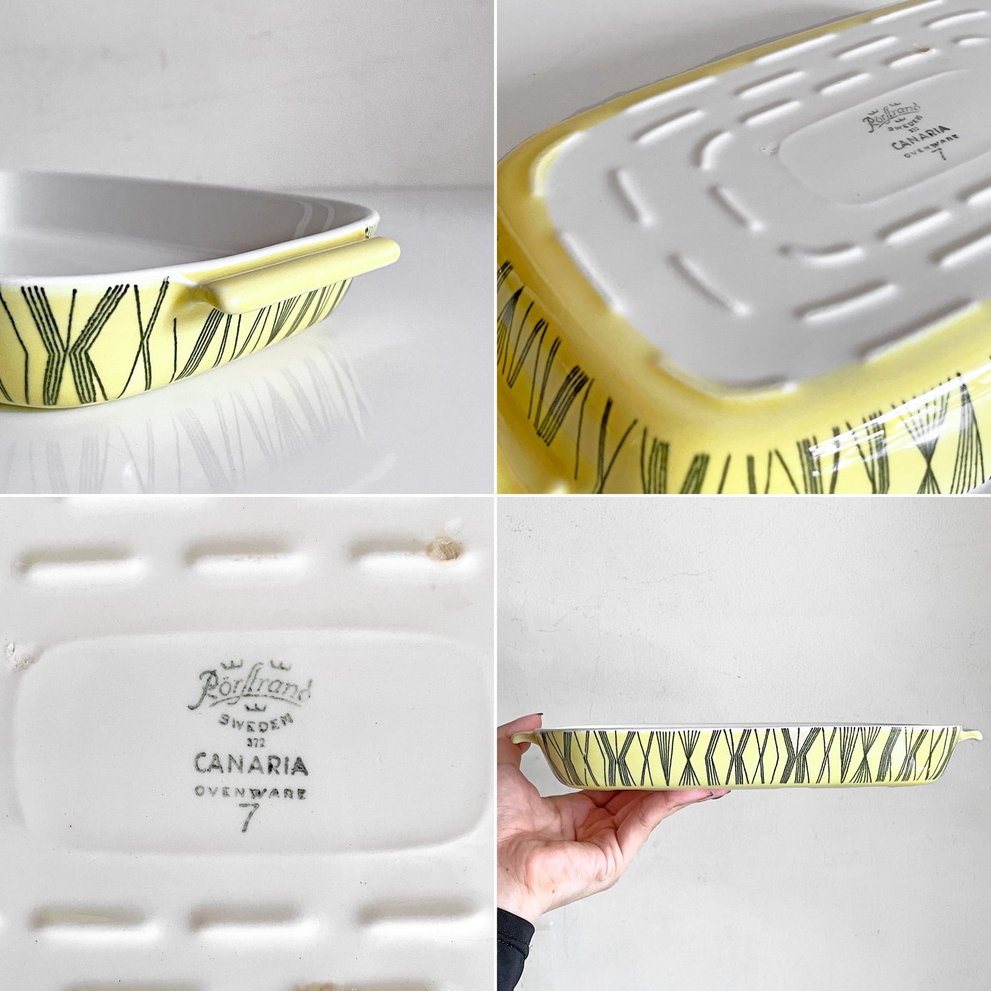 ロールストランド Rorstrand カナリア CANARIA オーブンウェア グラタン皿 イエロー 幾何学ライン模様 スウェーデン ビンテージ ■