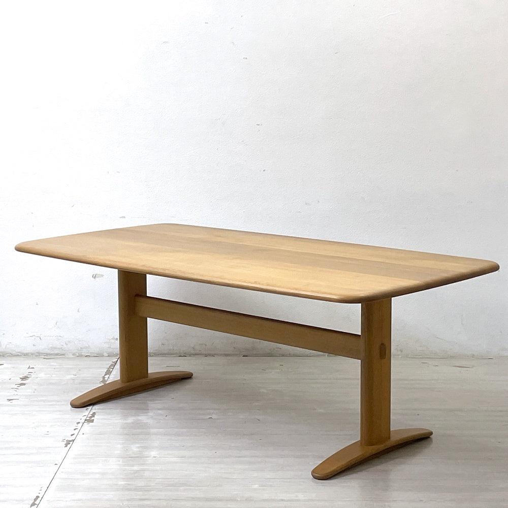 飛騨産業 HIDA クレセント 侭 ジン ダイニングテーブル オーク無垢材 ナラ W190cm 国産家具 ●