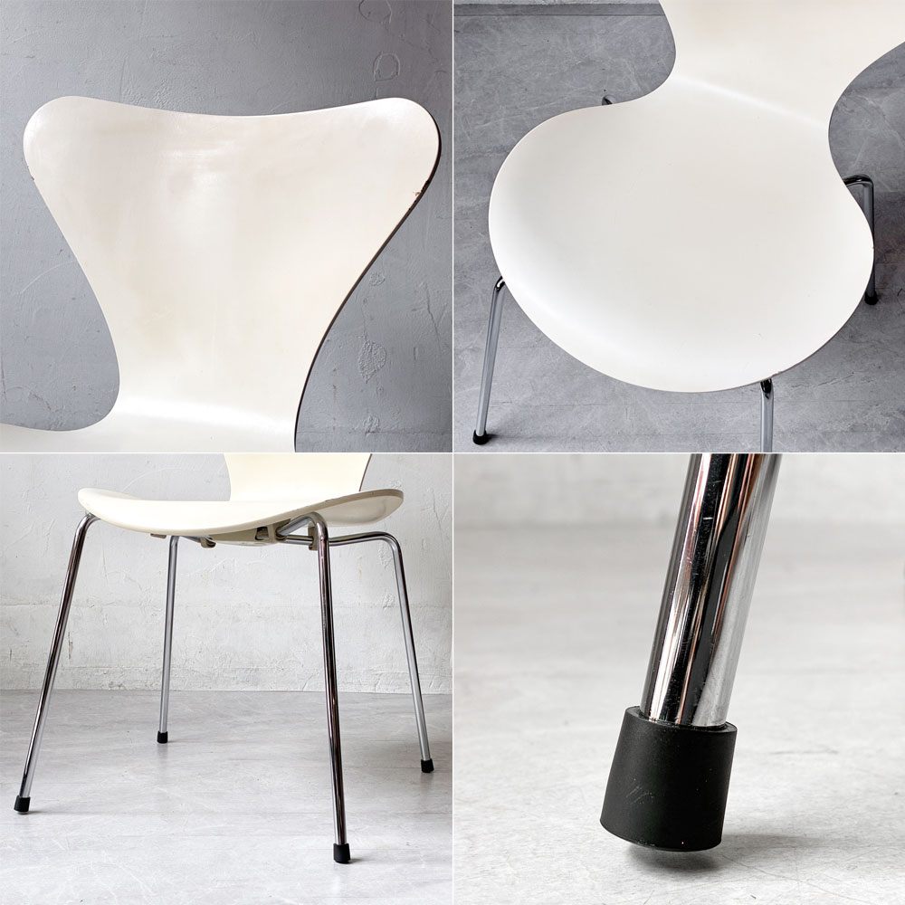 フリッツハンセン Fritz Hansen 3107 セブンチェア ホワイト ラッカー仕上げ スタッキング アルネ・ヤコブセン デンマーク 北欧家具 B ★
