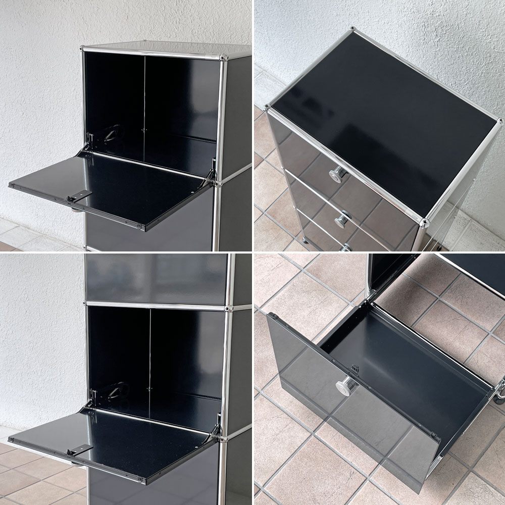 ユーエスエムハラー USMハラー USM Haller モジュラーファニチャー キャビネット シェルフ 1列3段 2ドロップダウン＆1エクステンションドア W52×Ｄ37×H109cm 参考定価278,978円 ◇