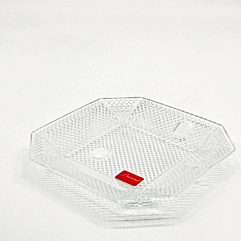 バカラ Baccarat パンピーユ Pampille  スクエアプレート ジュエリートレイ 小皿 クリスタルガラス 廃番 箱付き ●