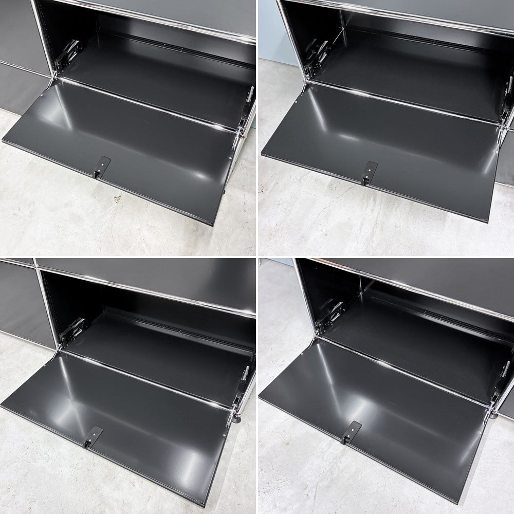 ユーエスエムハラー USMハラー USM Haller モジュラーファニチャー キャビネット シェルフ 2列2段 ドロップダウンドア×4 ブラック W152㎝ 参考定価￥351,007- 未使用品 ◎