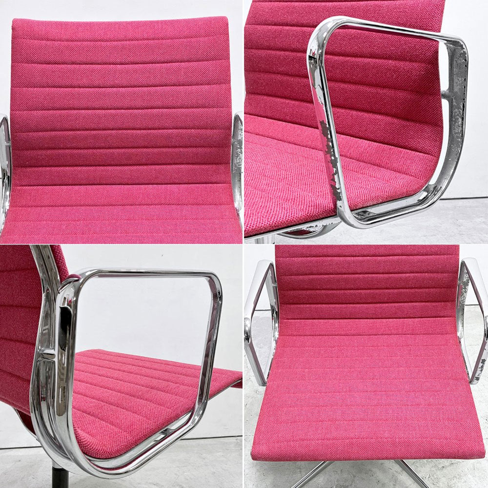 ヴィトラ vitra アルミナムグループ マネジメントチェア デスクチェア 4本脚 ファブリック張り替え済み レッド系 イームズ ●