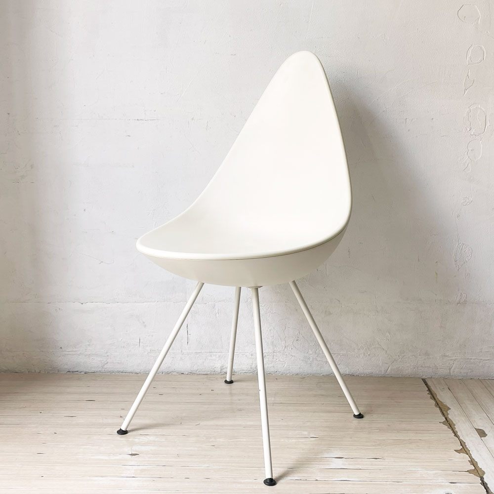 フリッツハンセン Fritz Hansen ドロップチェア ダイニングチェア アルネ・ヤコブセン ホワイト 北欧 デンマーク ★