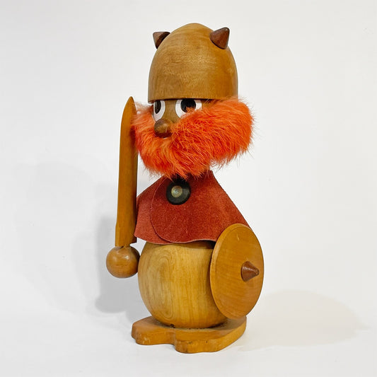 デンマークビンテージ Danish vintage wooden viking ノギンス バイキング 木製フィギュア オブジェ 24cm 北欧雑貨 ★