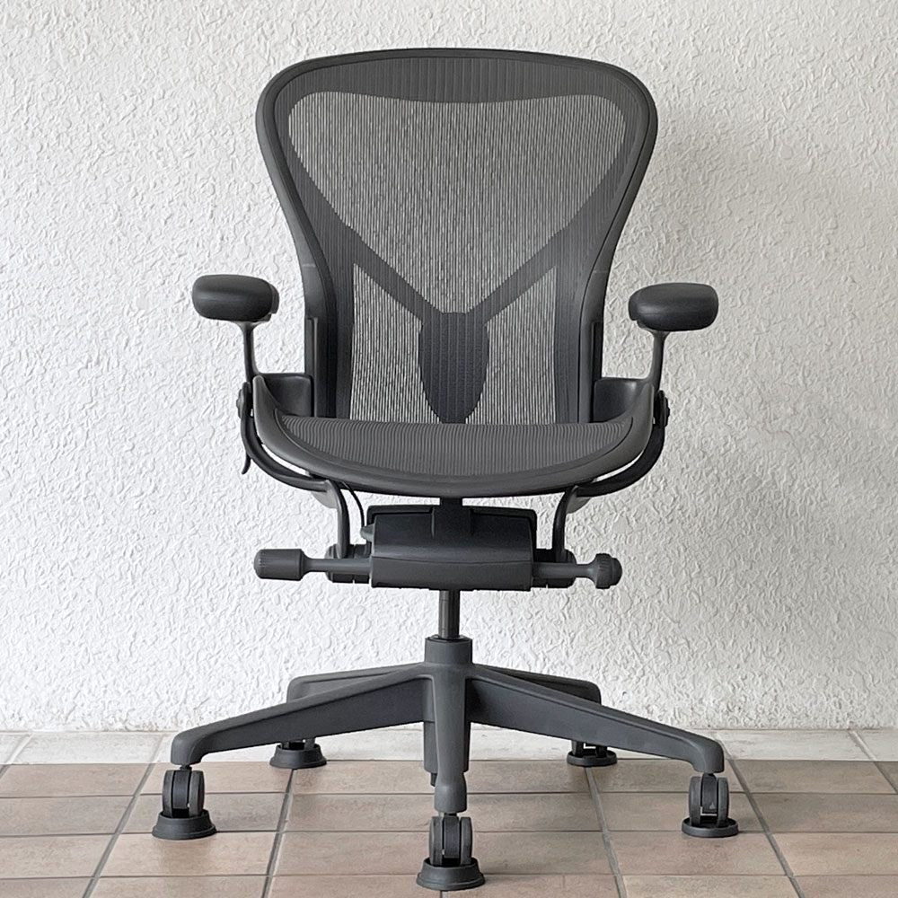ハーマンミラー Herman Miller アーロンチェア デスクチェア リマスタード ライト Bサイズ グラファイトベース ビル・スタンフ ＆ ドン・チャドウィック ポスチャーフィット ◇