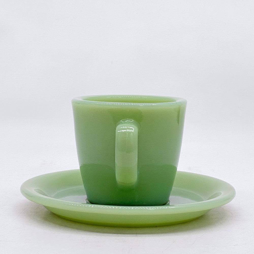 ファイヤーキング Fire King レストランウェアシリーズ ジェダイ Jade-ite ストレート カップ＆ソーサー Straight Cup&Saucer ミルクガラス USビンテージ アンカーホッキング A ●