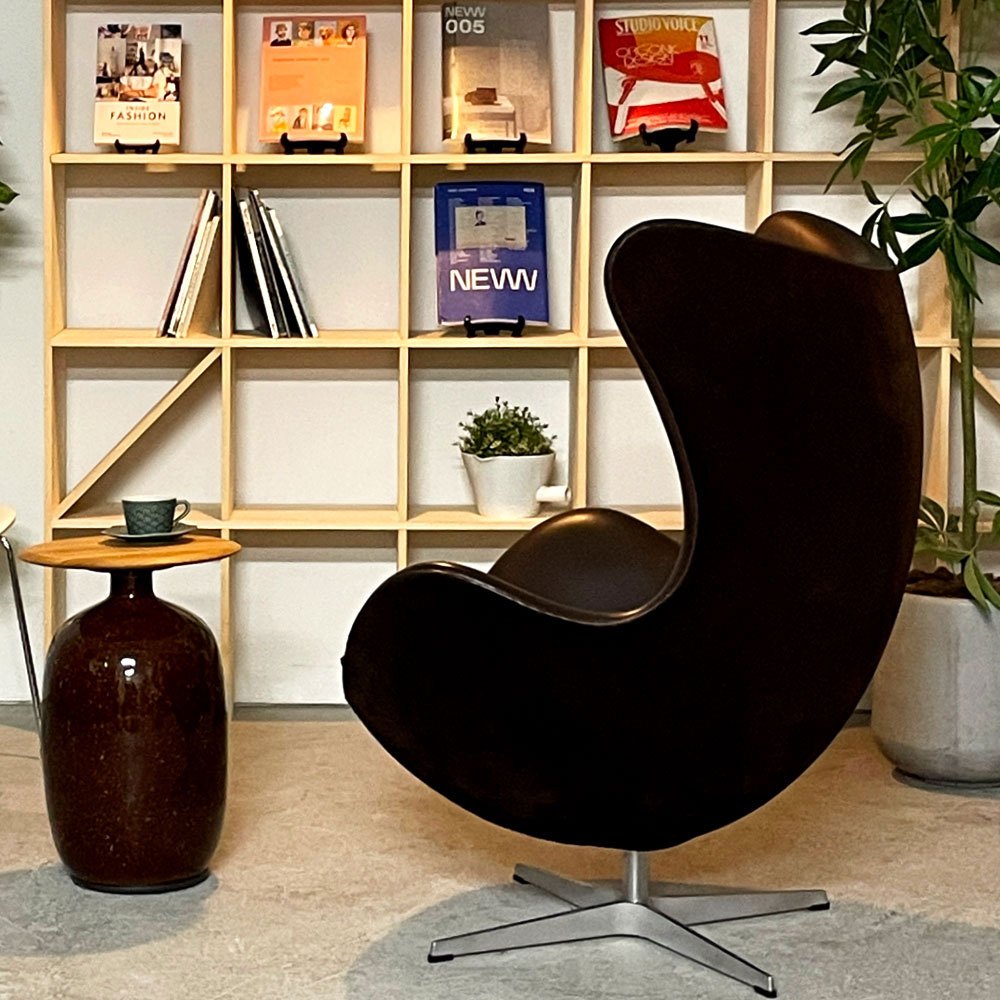 フリッツハンセン Fritz Hansen エッグチェア Egg chair ラウンジチェア エレガンスレザー 本革 ダークブラウン アルネ・ヤコブセン 2016年ソーイングイベントモデル デンマーク 希少 ●