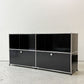 ユーエスエムハラー USMハラー USM Haller モジュラーファニチャー キャビネット シェルフ 2列2段 ドロップダウンドア×2 グラファイトブラック 定価270,079円 ●