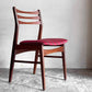 北欧ビンテージ Scandinabian Vintage チーク材 ダイニングチェア ラダーバック レッド系 ストライプ柄 北欧家具 B ■