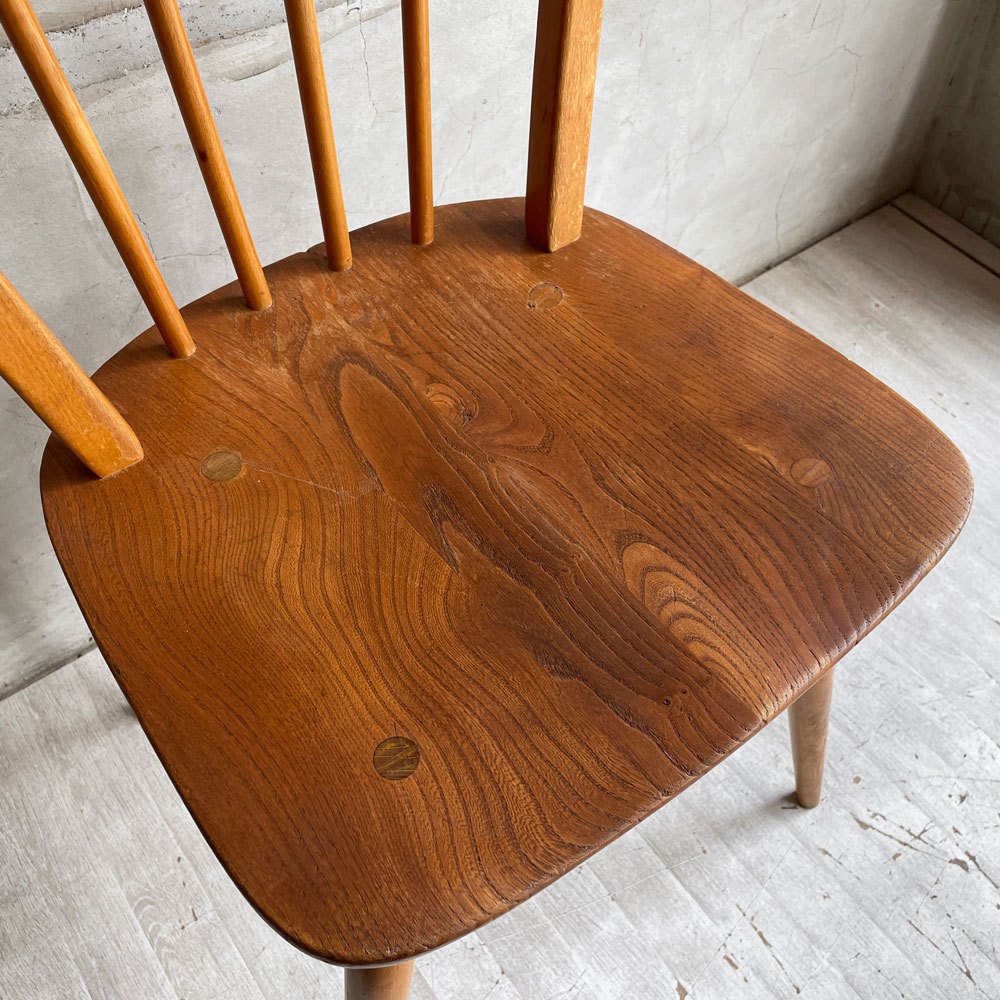 アーコール Ercol フープバックチェア ダイニングチェア スポークバック エルム材×ビーチ材 UKビンテージ 英国家具 ♪