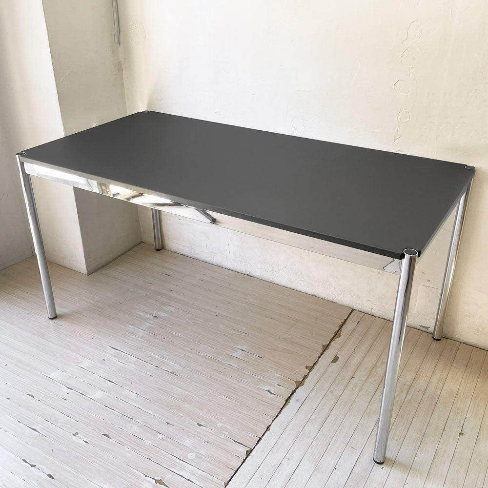 USMモジュラーファニチャー USM Haller USMハラーテーブル ワーキングデスク ダイニング チャコールリノリウム アジャスター 高さ調整機能付 スイス A★
