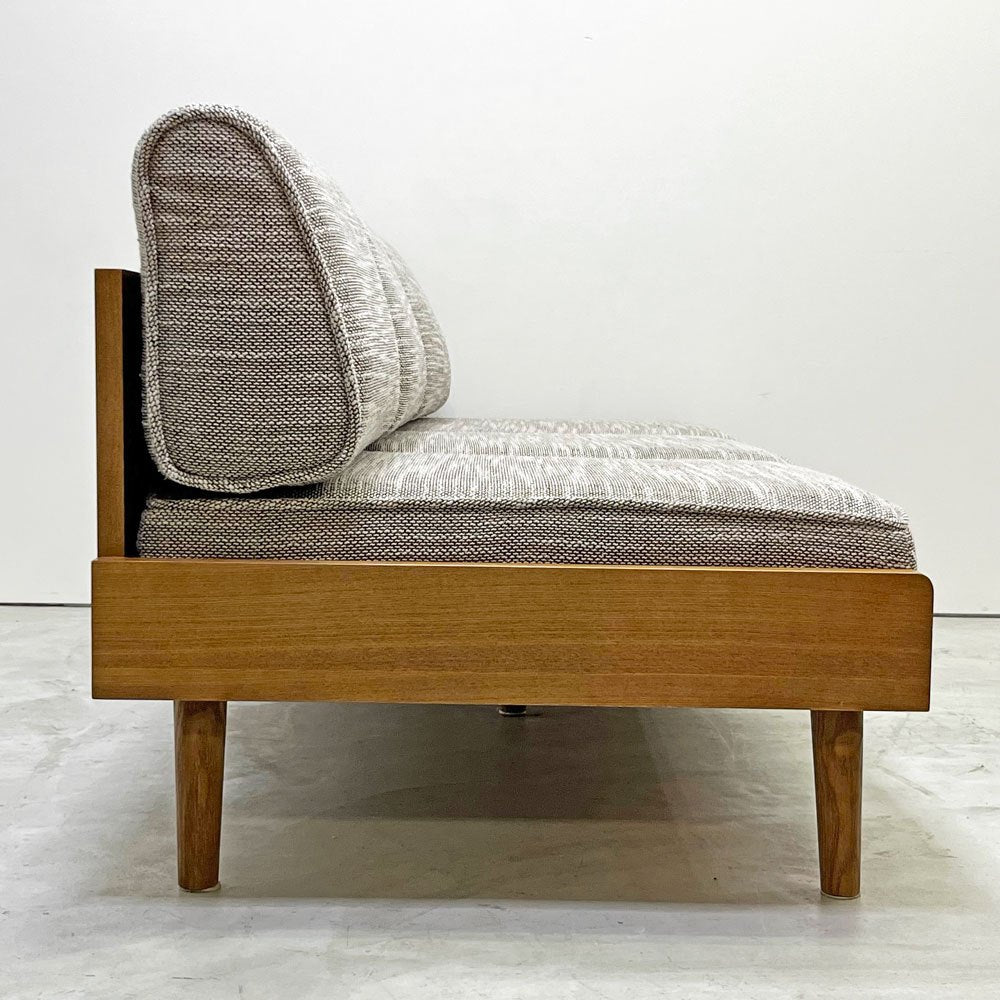 ウニコ unico アルベロ ALBERO 3Pソファ カバーリング チークカラーフレーム ベージュファブリック 北欧ビンテージスタイル ●