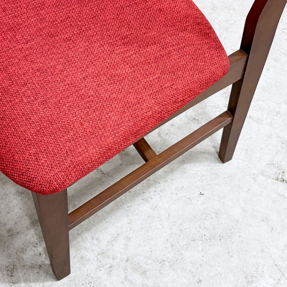 フランフラン Francfranc コムンチェア COMUN CHAIR ダイニングチェア アッシュ材 ファブリックシート レッドカラー 北欧スタイル 廃番 ●