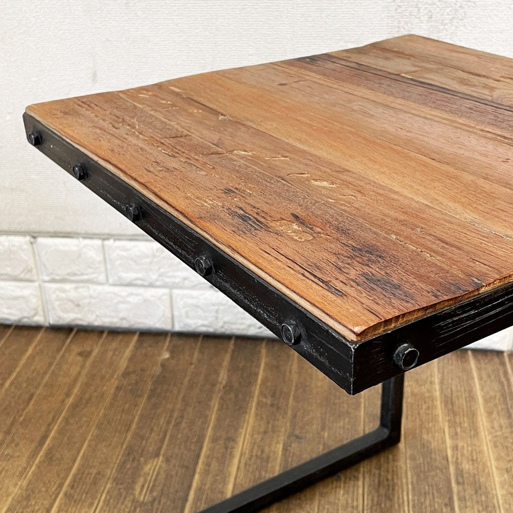 ディーボディ d-Bodhi ニュー サイドテーブル New Side Table チーク古材xアイアン インダストリアル ◎