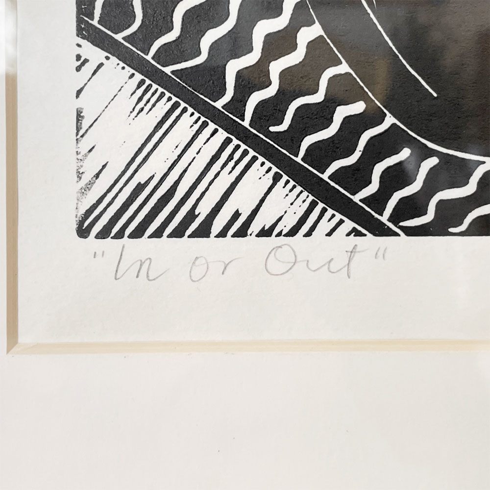 マーサ・パウロス Martha Paulos インオアアウト In or Out リノカット版画 60×50cm ハンドサイン入り 3/50 額装品 アメリカ ◎