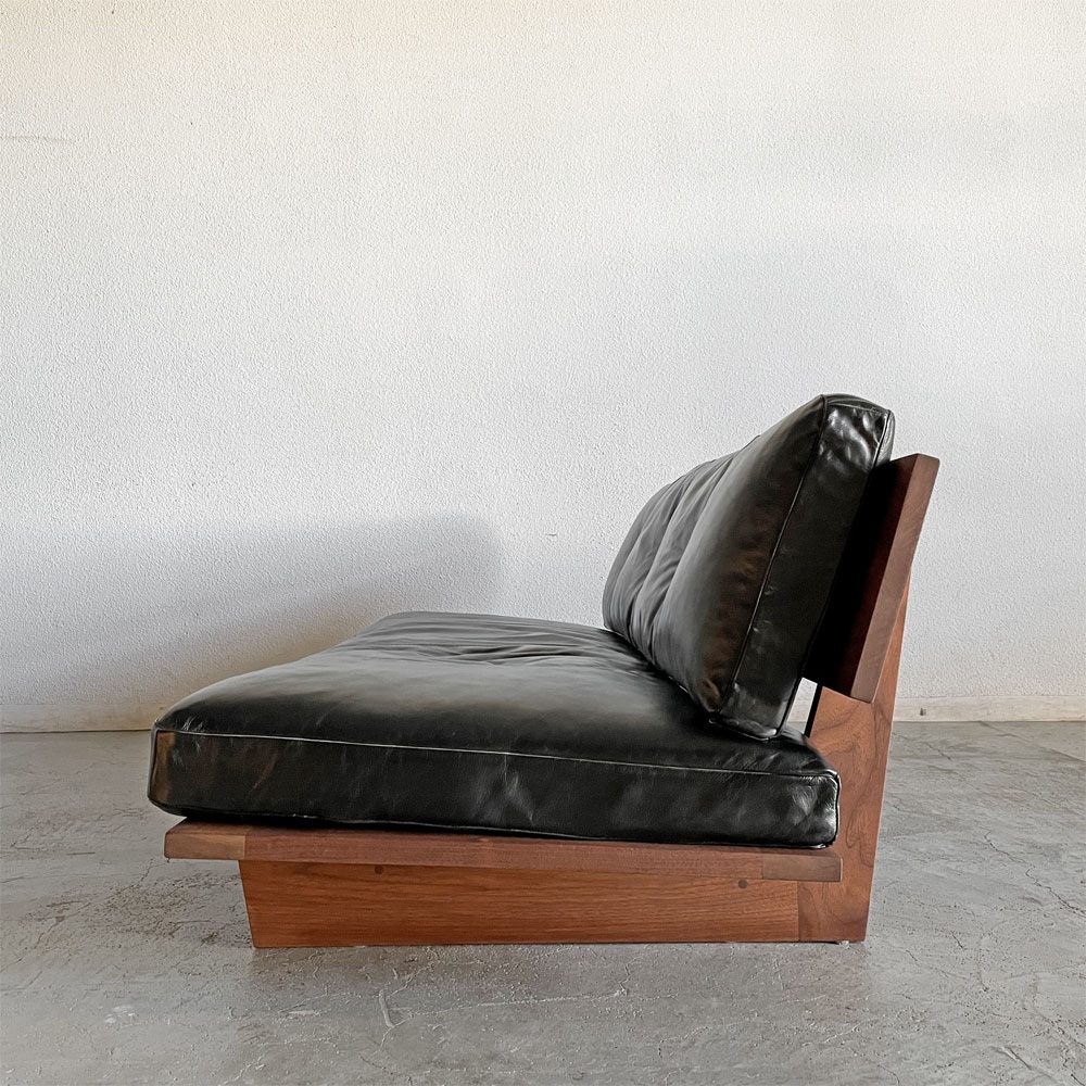 アクタス ACTUS ファイブバイファイブ five by five ティル TILL 2シーターソファ W160cm ウォールナット材 本革 ブラックレザー 廃番 〓