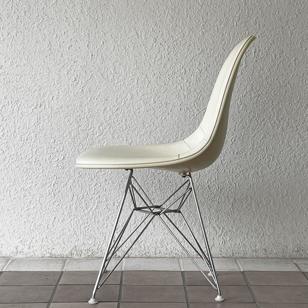 ハーマンミラー Herman Miller サイドシェルチェア サード 3rd FRP PVCレザー パーチメント ロータイプ エッフェルベース イームズ ビンテージ vintage ◇