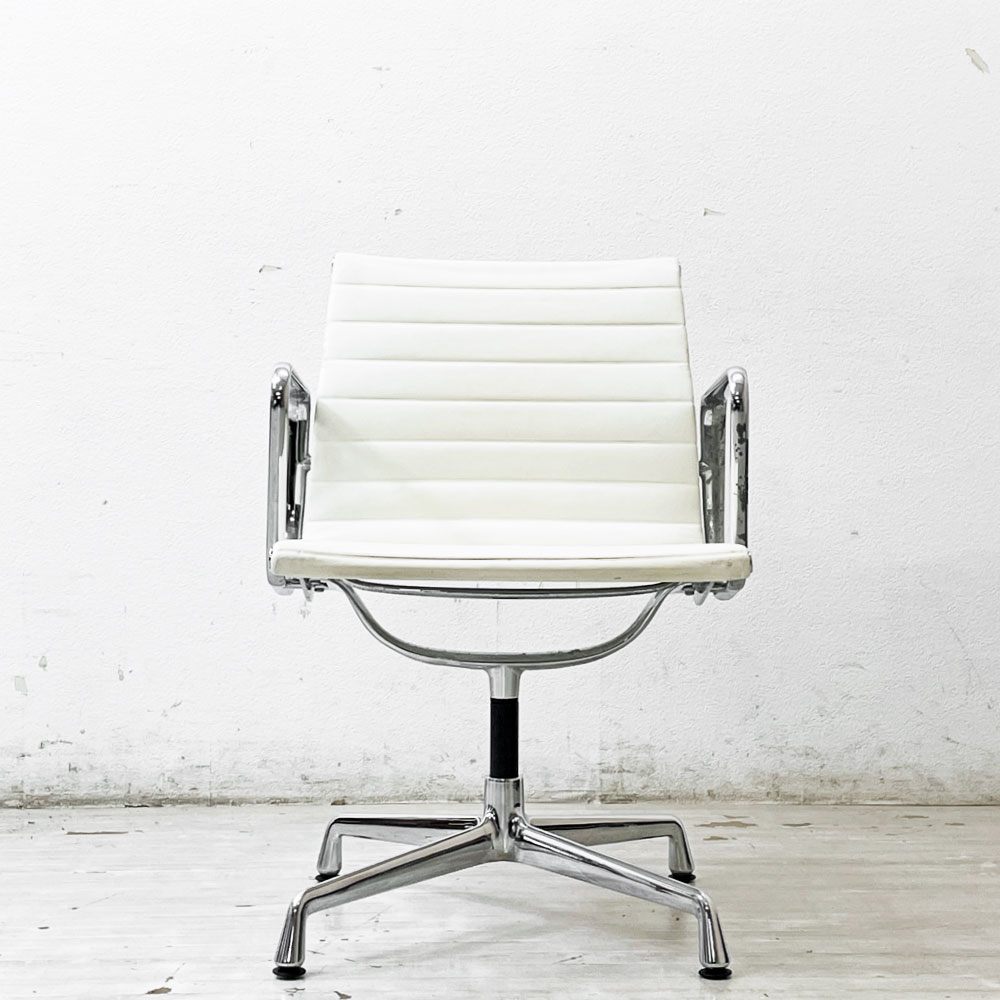 ヴィトラ vitra イームズアルミナムグループ マネジメントチェア デスクチェア 本革 ホワイト 固定脚 4本脚 グライズ C&Rイームズ ●