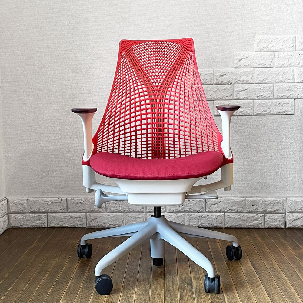 ハーマンミラー Herman Miller セイルチェア SAYL Chair デスクチェア 旧モデル イヴ・ベアール ホワイト × レッド 2012年製 モダンデザイン ◎