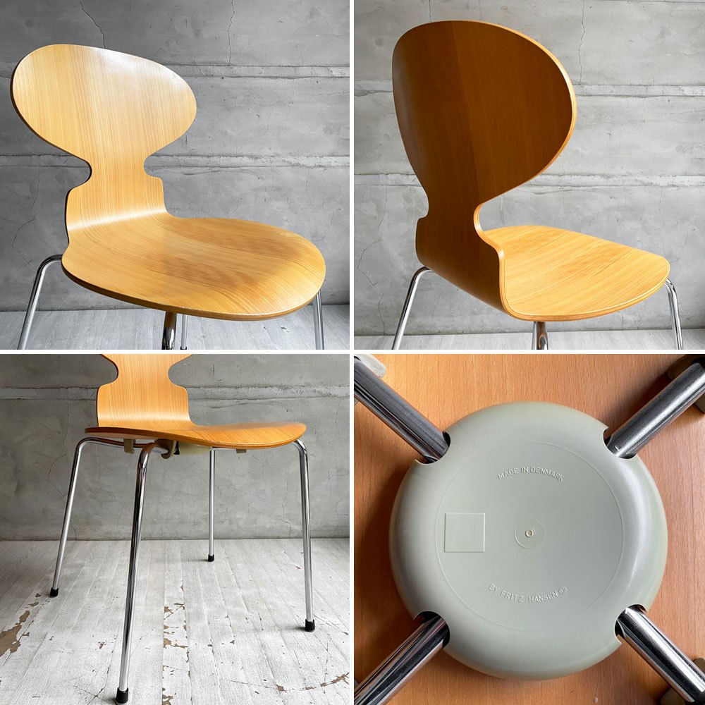 フリッツハンセン Fritz Hansen 3101 アリンコチェア アントチェア 4本脚 ナチュラルビーチ ラッカー仕上げ フェルトグライズ アルネ・ヤコブセン B ♪