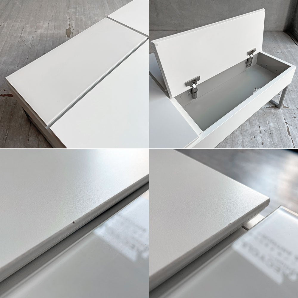 ボーコンセプト BoConcept シヴァ Chiva コーヒーテーブル 天板リフトアップ 収納スペース付 W88cm マットホワイト ガラス天板 廃番カラー 北欧モダン デンマーク ♪