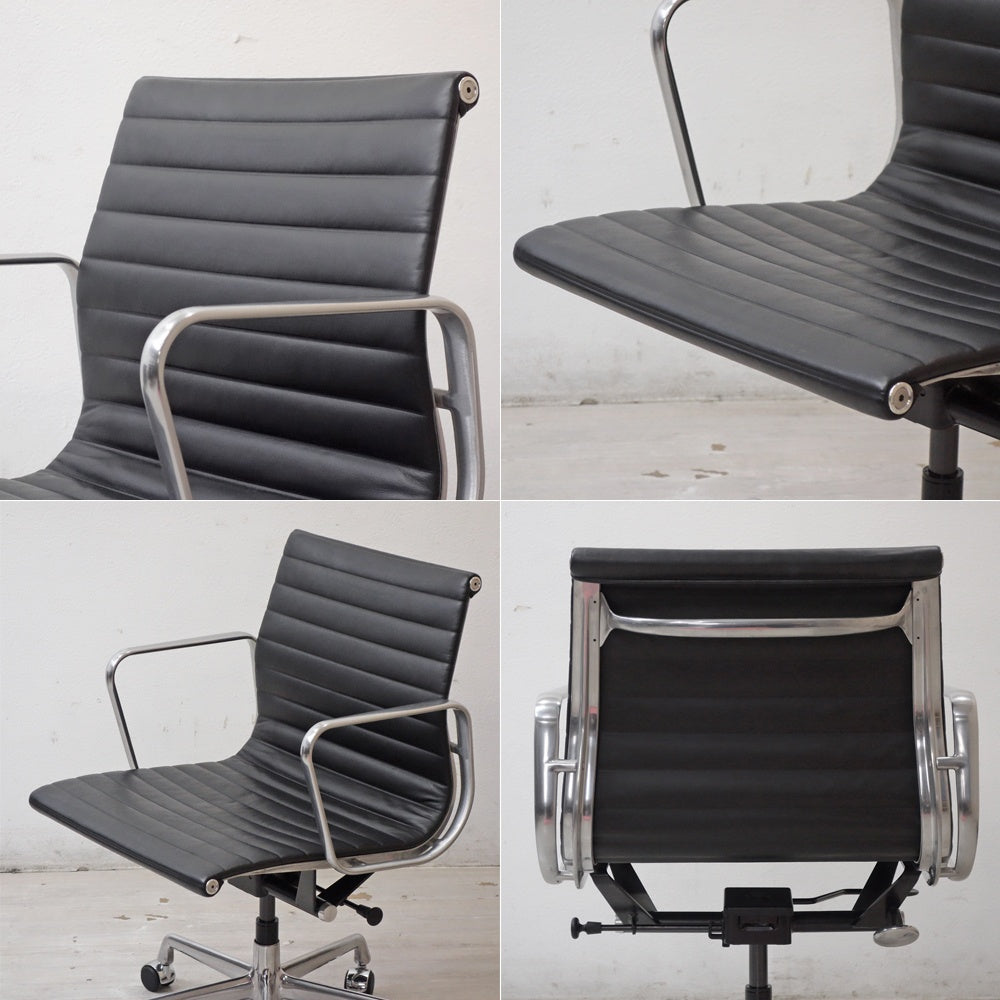 ハーマンミラー Herman Miller イームズアルミナムグループチェア マネージメントチェア アルミバフベース ガス圧昇降仕様 5本脚 キャスタータイプ 本革 イームズ D ●