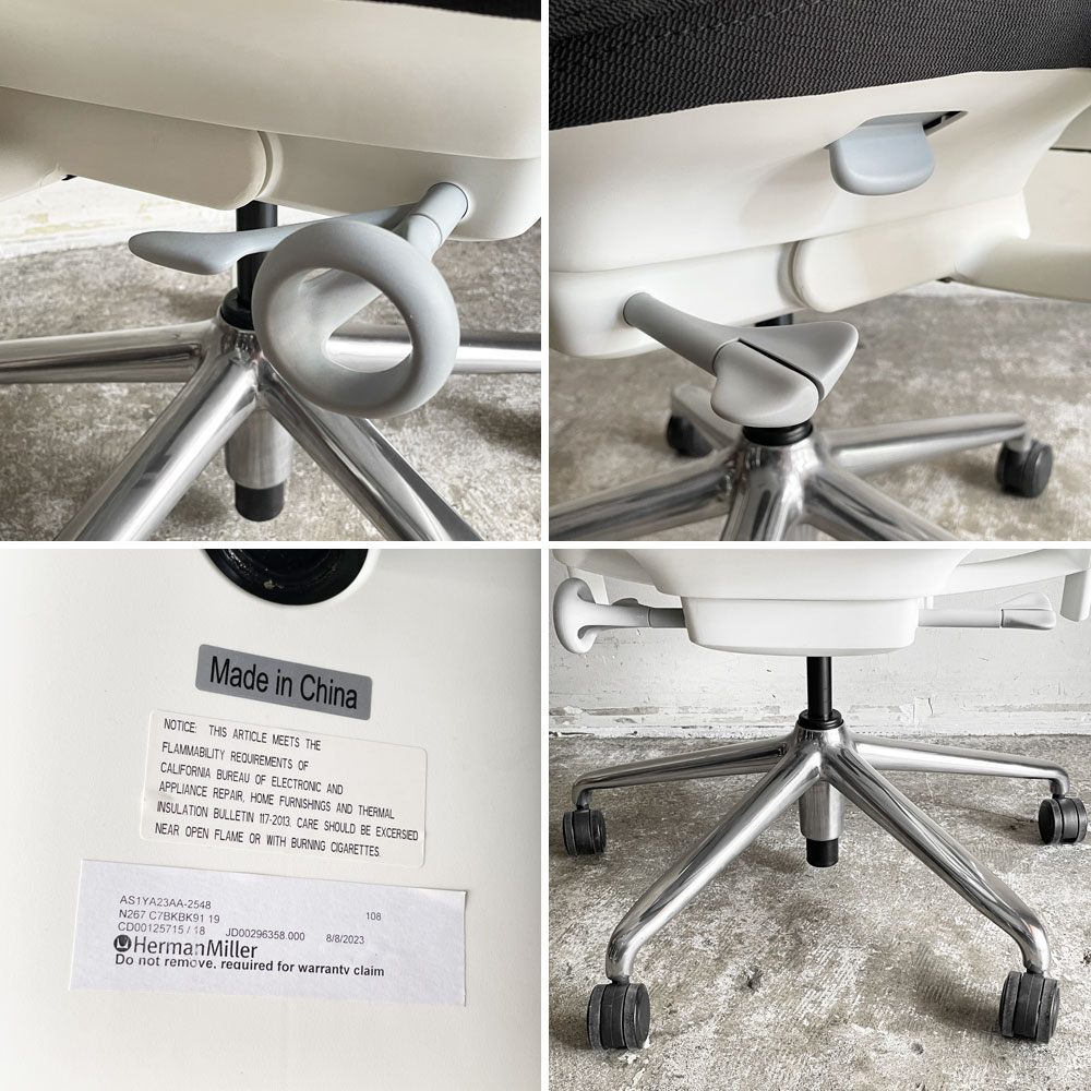 ハーマンミラー HermanMiller セイルチェア SAYL Chair ブラック サスペンションミドルバック アジャスタブルアーム 2023年製 イヴ・ベアール モダンデザイン ■