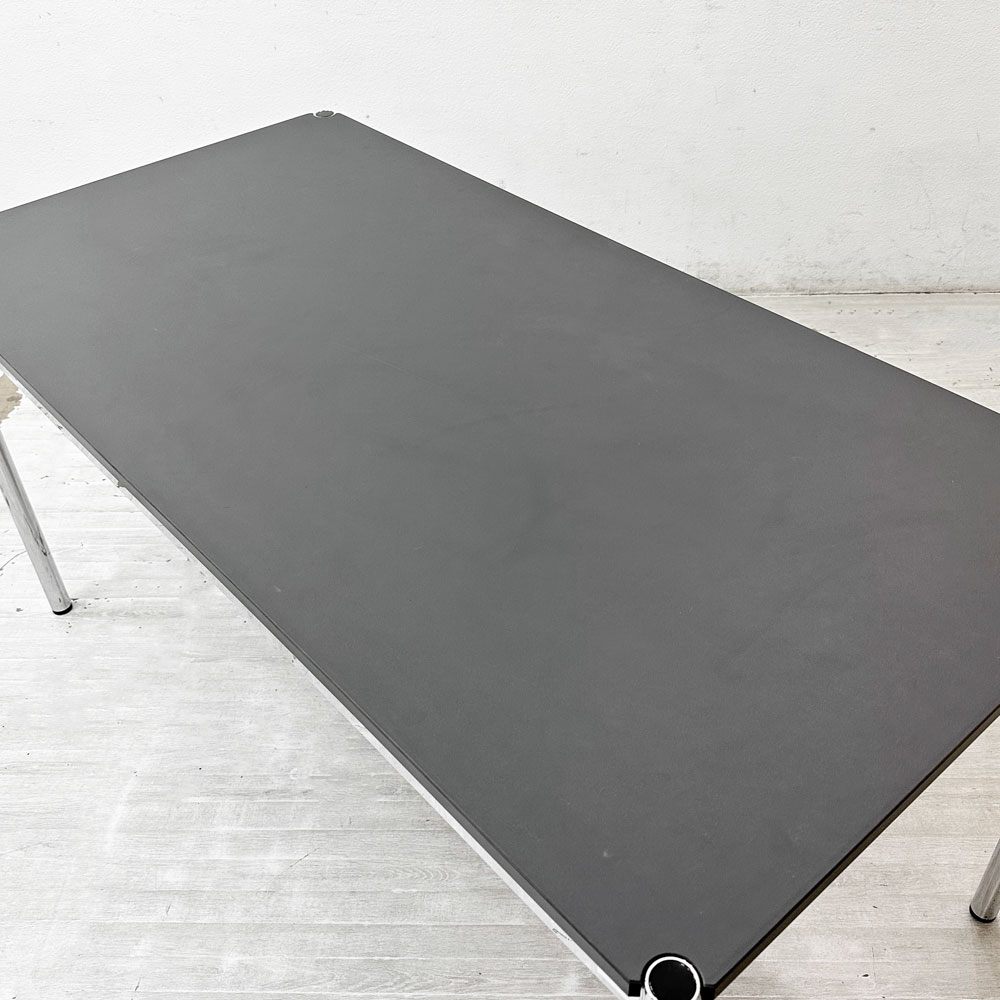 USMモジュラーファニチャー USM Haller USMハラーテーブル ワーキングデスク ダイニングテーブル チャコールリノリウム H74cm アジャスター B ●