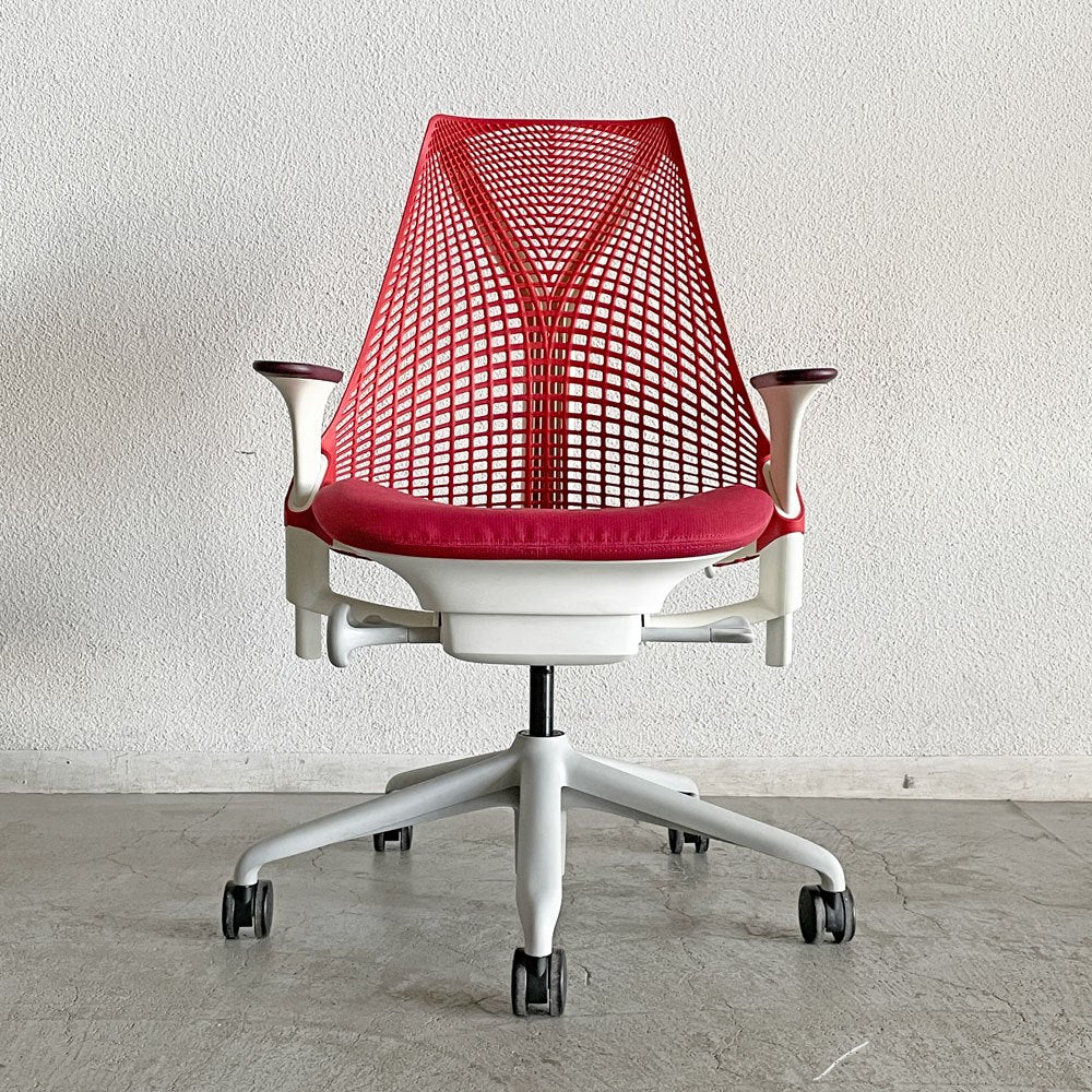 ハーマンミラー Herman Miller セイルチェア SAYL CHAIR デスクチェア オフィスチェア レッド ミドルバック イヴ・ベアール 2013年製 旧モデル 〓