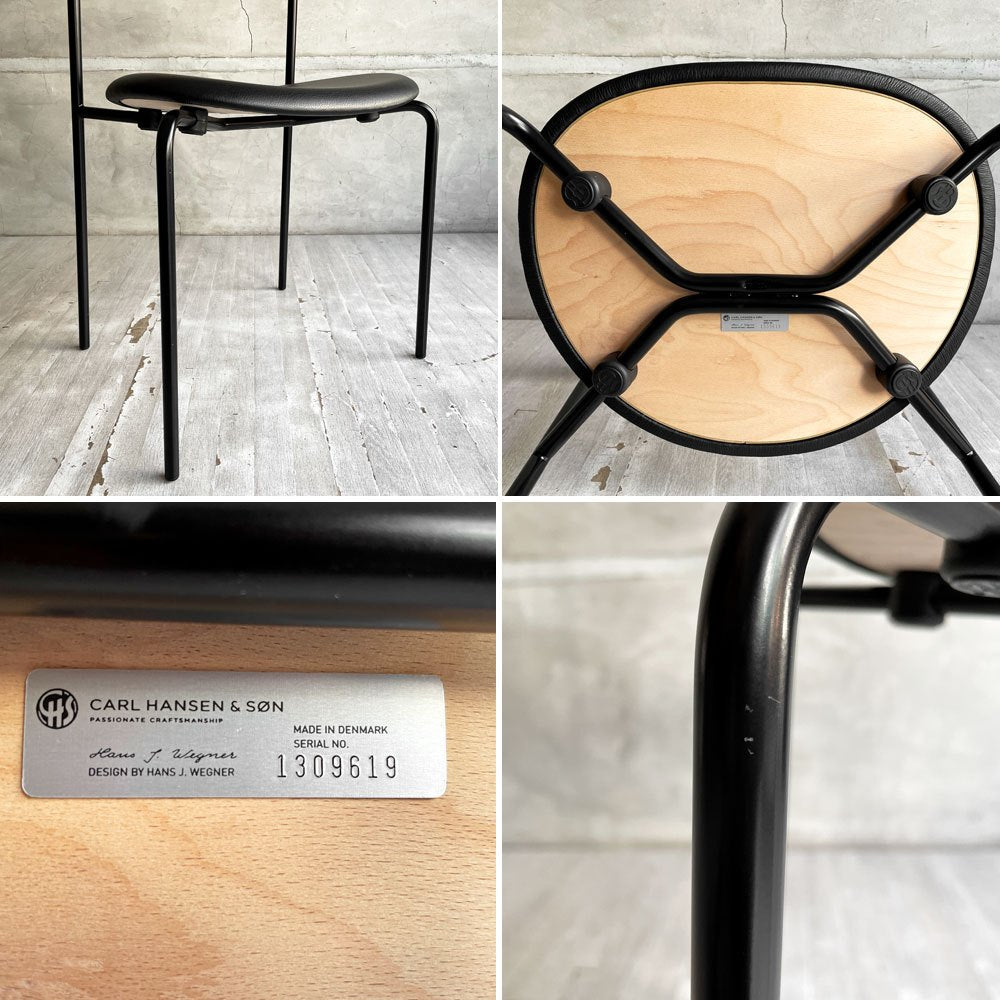 カールハンセン＆サン Carl Hansen & Son CH88P ダイニングチェア オーク材 本革 ブラックレザー ハンス・J・ウェグナー デンマーク 北欧家具 美品 ♪