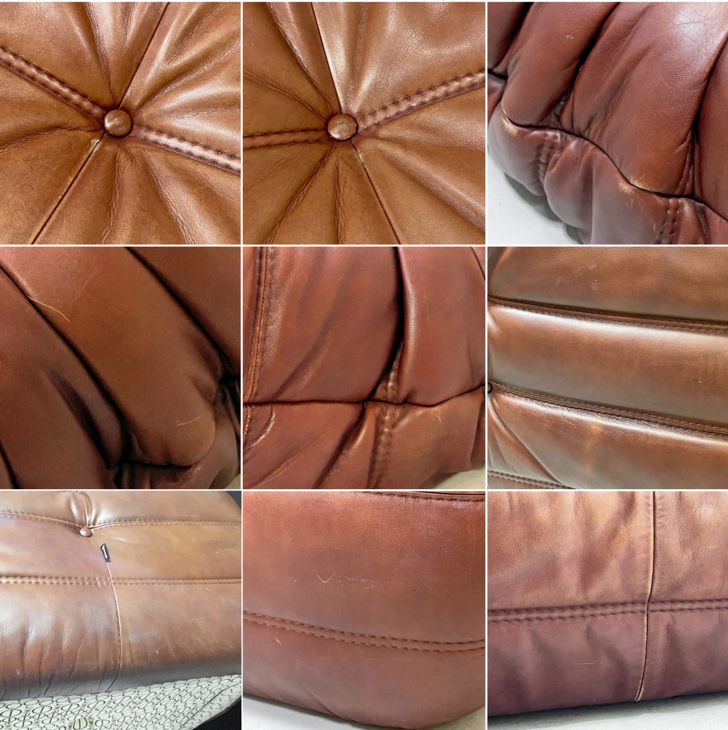 リーンロゼ ligne roset トーゴ TOGO 3Pソファ 3人掛けソファ 3シーター 本革 ブラウン ミッシェル・デュカロワ Michel Ducaroy ●