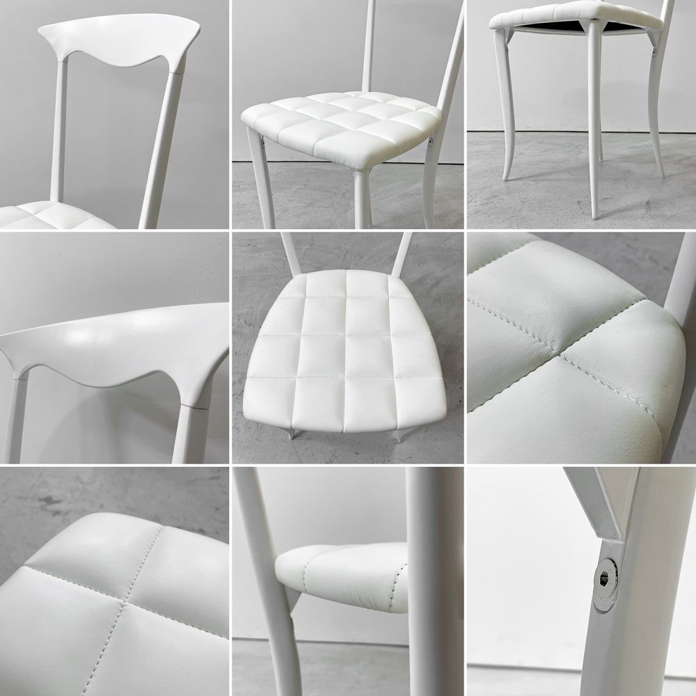 ファセム Fasem チャーム Charme ダイニングチェア アルミ レザー 本革 ホワイト クラシカル モダン イタリア ●