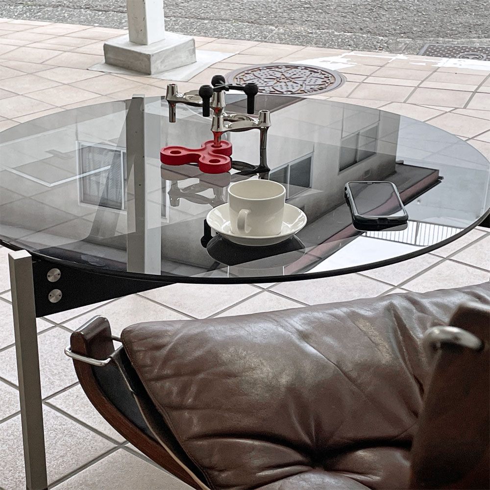 マシンエイジ Machine Age トライアングルテーブル Triangle Table スモーク ガラステーブル 長大作 希少 ◇