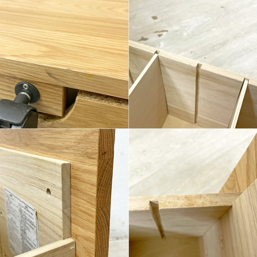 無印良品 MUJI デスクワゴン デスクキャビネット 袖机 オーク材 キャスター付 抽斗2杯 ナチュラル ●