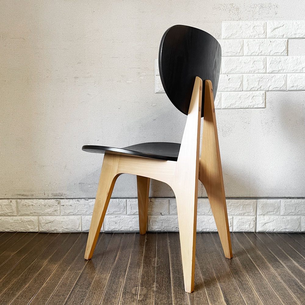 イデー IDEE ダイニングチェア DINING CHAIR ブラック 板座 食卓椅子 長大作 ジャパニーズモダン 廃番カラー ◎