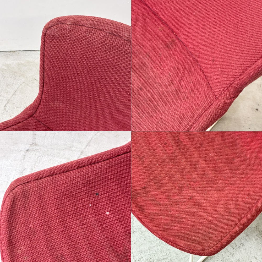 ノル Knoll 420 サイドチェア ワイヤーチェア ダイニングチェア ホワイト × レッド ファブリック フルカバー仕様 ハリー・ベルトイア ミッドセンチュリー ビンテージ ●