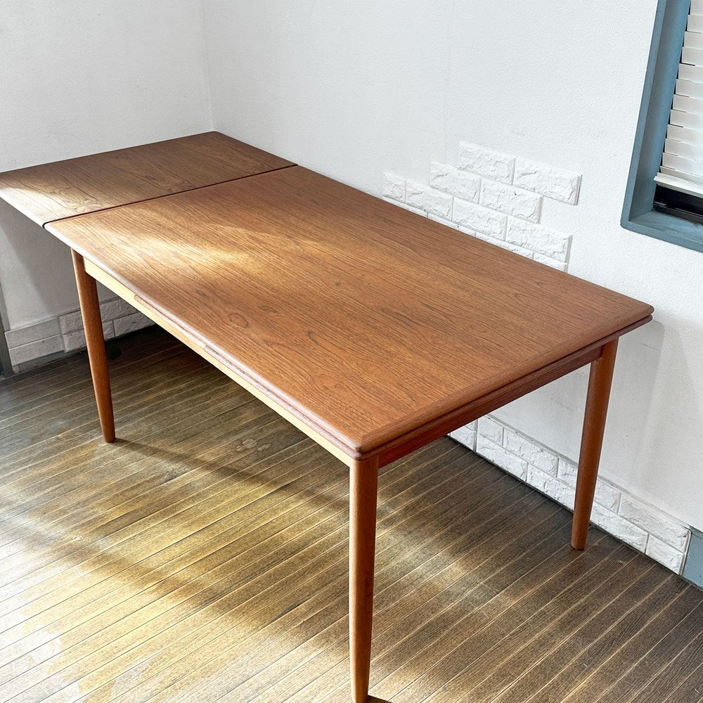 デンマークビンテージ Danish Vintage エクステンション EX ダイニングテーブル W139-192.5-246cm チーク材 伸長式 北欧家具 ◎