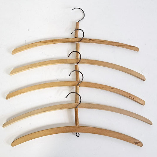 北欧ビンテージ Scandinabian Vintage 木製ハンガー 10本セット 1950〜70年代 木味 レトロ 古道具 A ●