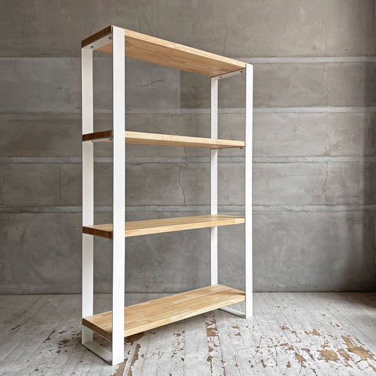 かなでもの KANADEMONO ザ・シェルフ THE SHELF ラバーウッド ホワイトスチール W80cm ナチュラルデザイン ♪